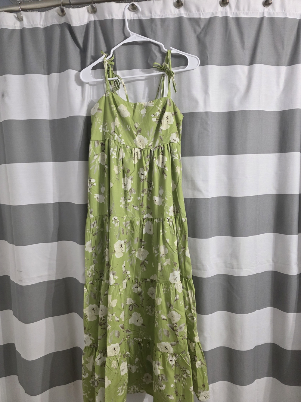 Vici Light Green Floral Smocked Bodice Maxi Dress